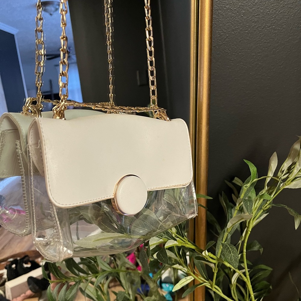 Clear white and gold purse